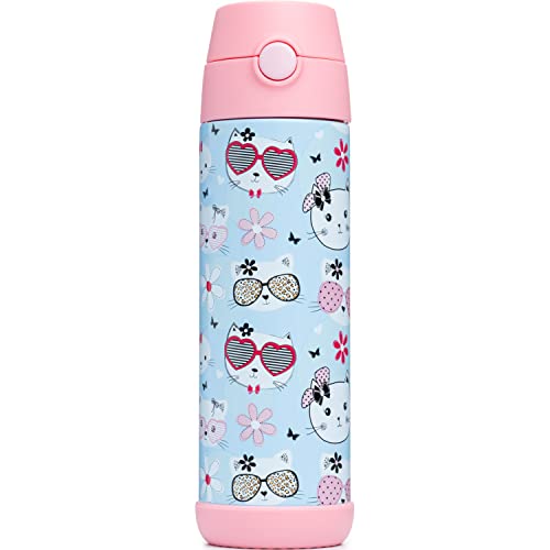 Snug Insulated Kids Water Bottle with Straw & Spout – Double-Wall Stainless Steel, Leakproof, Easy-Flip Lid – For School, ...