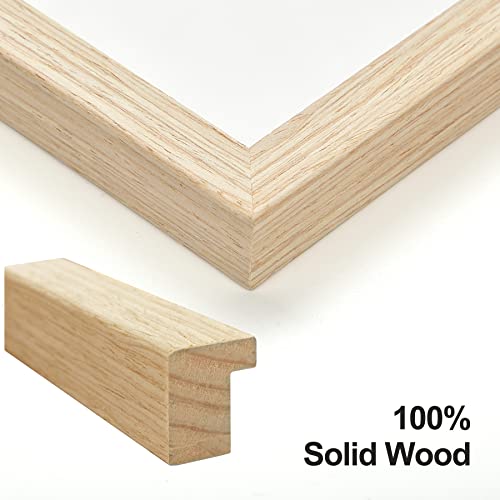 Yaetm 16x20 Picture Frame Matted to 11x14 Set of 4, Natural Solid Oak Wood 16x20 Frame for Gallery Wall, Photos, Posters &...