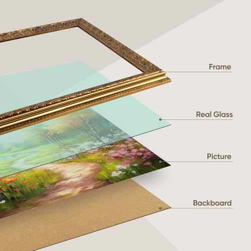 Golden State Art, 11x17 Inch Poster Frame Ornate Bronze, Horizontal and Vertical Wall Display, With Real Glass