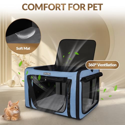 Petskd 26"x17"x17" Extra Large Cat Carrier with Litter Box for Large Cat or 2 Small Cats under 55LBS, Collapsible Soft Sid...
