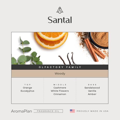 AromaPlan Hotel Scents Santal 5.07 Fl Oz (150ml), Home Luxury Aroma & Hotel Fragrance Diffuser Oil- Hotel Diffuser Oil for...