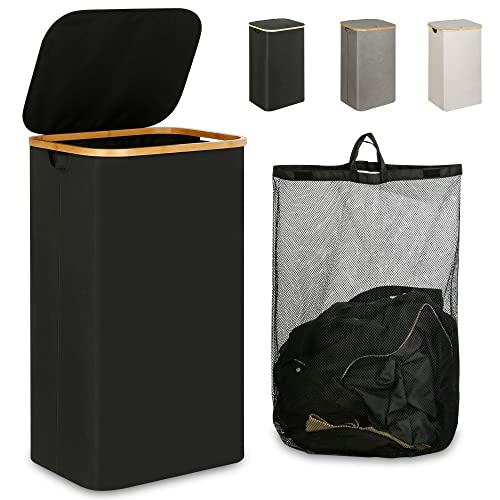 iEGrow Laundry Hamper with Lid, 110L Large Laundry Hamper with Handle and Lid, Collapsible Clothes Basket Organizer with R...