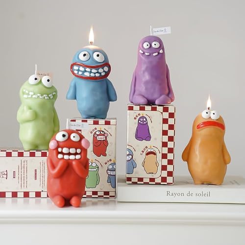 Whimsical Monster Scented Candles – 5 Unique Scents, Fun Decorative Aromatherapy Candle – Handmade Cute Monster Shaped Can...