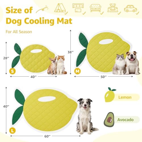 LOOBANI Dog Cooling Mat 38"x50"- Cute Lemon Design Cooling Mat for Dogs (Cool & Warm Side), Waterproof Self-Cooling Mat fo...