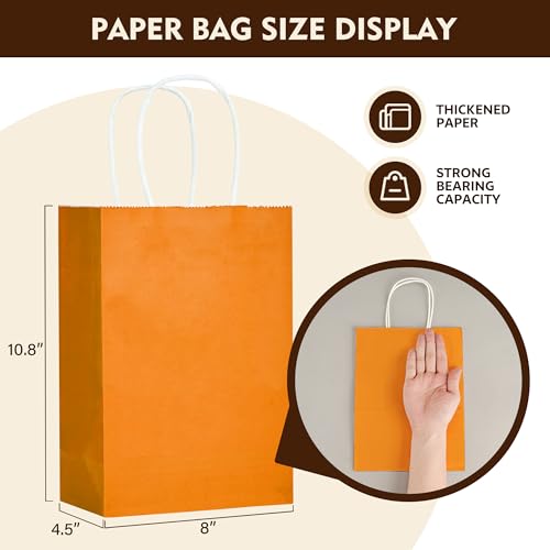 YEEHAW 24 Pack Small Gift Bags 5.8"×3.2"×8.25" Kraft Paper Bags with Handles, Party Favor Bags Bulk for Kids Birthday, Bab...