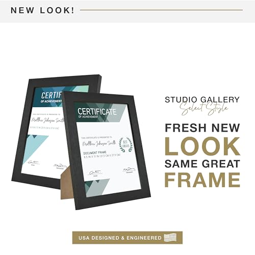 MCS Studio Gallery 8.5x11 Picture Frame Black Woodgrain Engineered Wood, Rectangle Photo Frame for Photos, Posters & Art P...