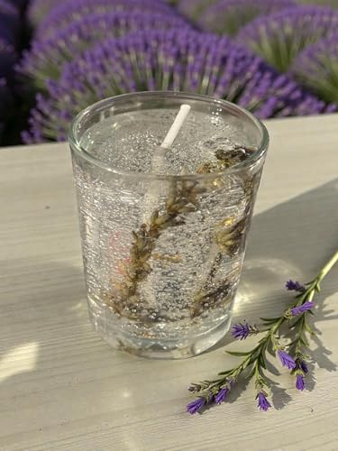 Romantic Times Scented Candle with Lavender, Clear Glass Container with Natural Botanicals, Cylindrical Shape, 2.75 x 2 In...