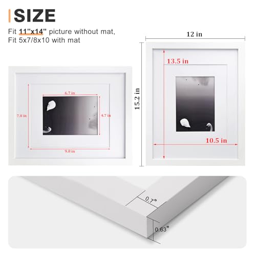 Egofine 11x14 Picture Frame White - Photo Frame Made of Solid Wood Covered by Plexiglass for Table Top Display Pictures 5x...