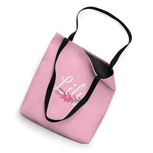 Custom Lily Gift Personalized Name Flowers Floral Pink Tote Bag