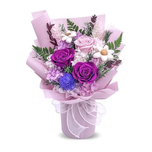 QOEAZY Flowers for Delivery, Preserved Flowers Bouquet with Gift Box, Rose Gifts for Women Mom Grandma