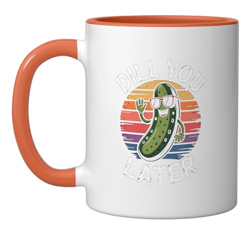 Bloom Pressed Pickle Flower Dried Botanical Floral Ceramic Mug, Orange/White