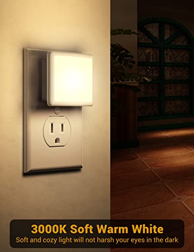 JandCase Night Lights Plug into Wall 2 Pack, Plug in Night Light with Dusk-to-Dawn Light Sensor, 3000K Soft White 0.3W, LE...