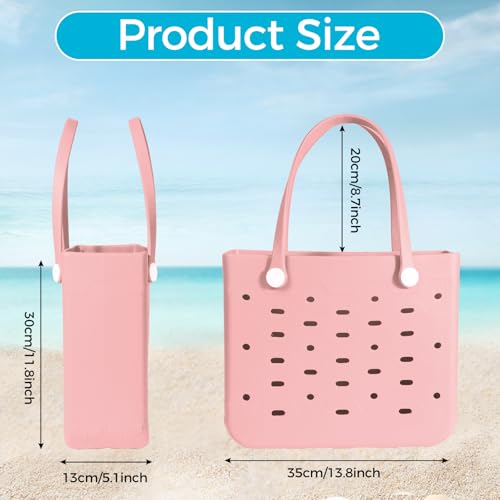 PoVwlty Rubber Beach Bag for Men & Women, Water-resistant Travel Tote Bag for the Beach Boat Pool