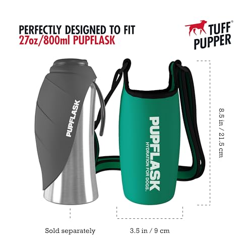 Tuff Pupper PupFlask Insulated Neoprene Dog Water Bottle Holder Sling with Wide Adjustable Shoulder Strap, Great for Trave...