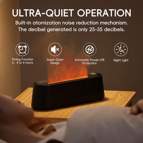 YALEDI Essential Oil Diffuser, Fireplace Flame Fire Oil Diffuser, 250ml Cool Mist Aromatherapy Humidifier, Scent Diffuser ...