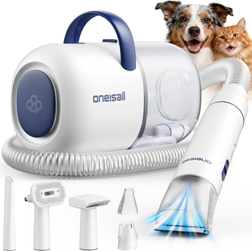 oneisall Dog Grooming Vacuum, 15000Pa Pet Vacuum Kit Shedding 99% Pet Hair, Dog Grooming Clippers with Trimmer Nail Grinde...