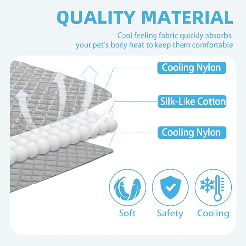 PUPTECK Dog Cooling Mat Pad for Medium Large Dogs, Cooling Blanket for Kennels Crate Floor, Dog Cat Summer Sleeping Bed Ou...