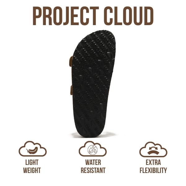 Project Cloud 100% Genuine Leather Flat Sandals For Women 2026 Cork Footbed Womens Sandals with Memory Foam and arch suppo...