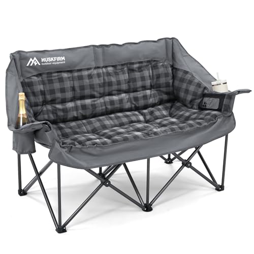Double Camping Chair Padded 2 Person Camping Chair Camping Loveseat - Heavy Duty Oversized Camping Couch for Adults Outdoo...