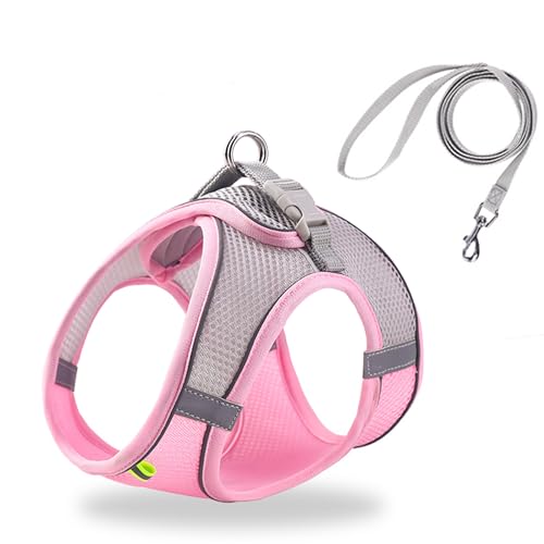 HIPVMES Cat Harness and Leash Set Soft Adjustable Escape Proof Cat Leash Breathable Comfortable Vest Easy to Wear Kitten/S...