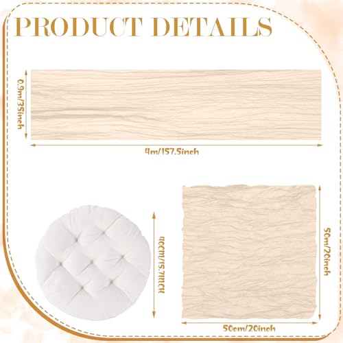 Beeveer 91 x 71'' Extra Large Outdoor Picnic Blanket with Beige Table Runner 6 Napkins and 6 Beige Floor Pillows Cushions ...