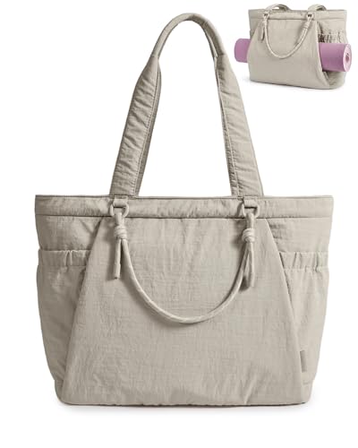 BAGSMART Yoga Tote Bag for Women with Knotted Handle, Lightweight Pilates Bag with Yoga Mat Holder, Gym Bag for Work Trave...