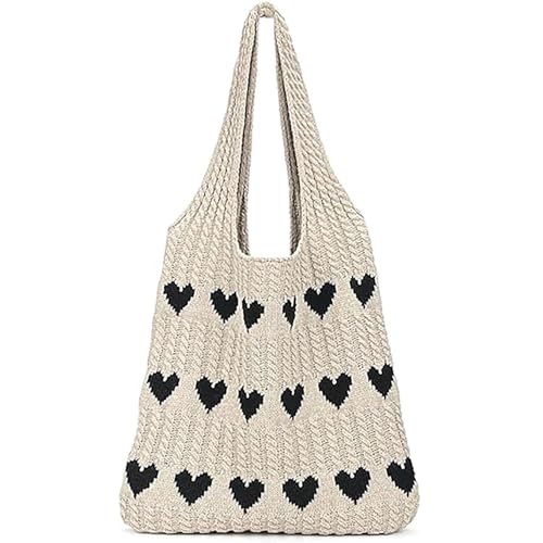Gaudiwel Knitted Shoulder Tote Bag Large Crochet Beach Bag Hobo Bag Aesthetic Tote Handbags for Women
