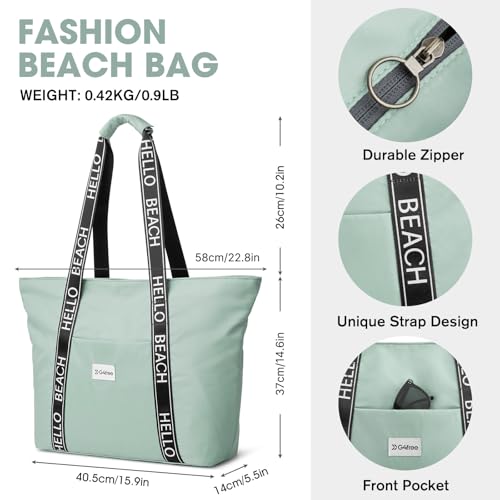 G4Free Beach Bag, Waterproof Beach Bags for Women, Personalized Strap Tote Bag for Women Birthday Gifts