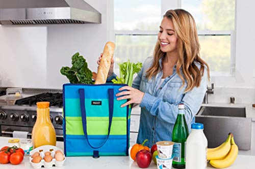 PackIt Freezable Grocery Tote, with EcoFreeze Technology, Foldable, Reusable, Zip Closure, Dual Handles