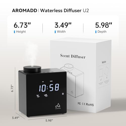 2026 Smart Waterless Diffuser, 2000 Sq.Ft Cold Air Scent Diffuser with Clock & Environmental Display | 7 Fragrance Levels,...