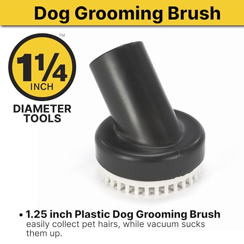 Shop-Vac 9190400 Dog Grooming Tool, 1.25 Inch Diameter, Soft Bristles for Gentle Pet Grooming and Vacuuming, (1-Pack)
