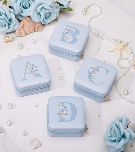 Enthralite Travel Jewelry Box for Gift: Traveling Jewelry Case for Girls Women - Mini Organizer for Necklaces Earrings Blue A