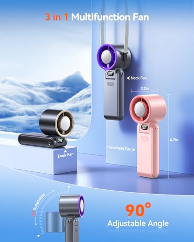 Portable Handheld Turbo Fan with Ice Cooler, 199 Speed Personal Fan,5500mAh Rechargeable,20H Cooling Time,20000 RPM Powerf...