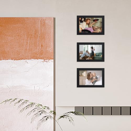 Memory Island 4x6 Photo Frames for Wall and Tabletop Display, 4 by 6 Black Picture Frames with HD Plexiglass, Set of 15