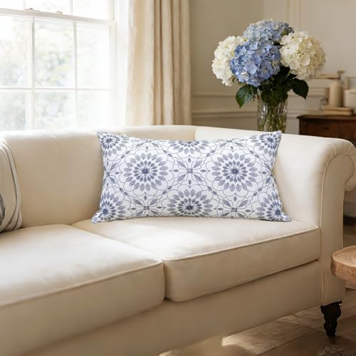 Slow Cow Embroidery Decorative Lumbar Throw Pillow Cover for Couch Sofa Bedroom Geometric Flower Pattern Cushion Cover 12 ...