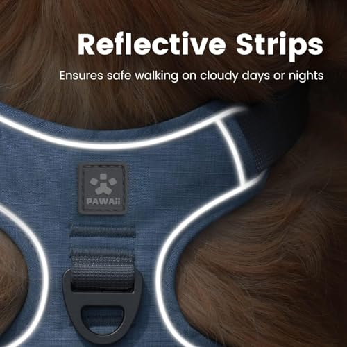 Pawaii No Pull Dog Harness with Pet ID Tag,Reflective Strips No Choke Front O Ring Breathable Mesh Adjustable Soft Padded ...