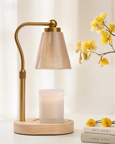 HONGZZI Candle Warmer Lamp with Timer, Dimmer, Adjustable Height, 2 Replacement Bulbs, Electric Candle Warmer for Jar Cand...