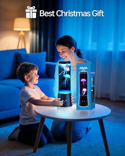 Bodami Jellyfish Lamp, 16 Color LED Fantasy Jellyfish Tank Table Light with Remote, Dual Power Supply, Eye-Friendly Ambien...