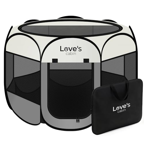 Love's cabin Pet Puppy Dog Playpen, Small Dog Tent Crates Cage Indoor/Outdoor, Portable Playpen for Cat, Foldable Pop Up D...