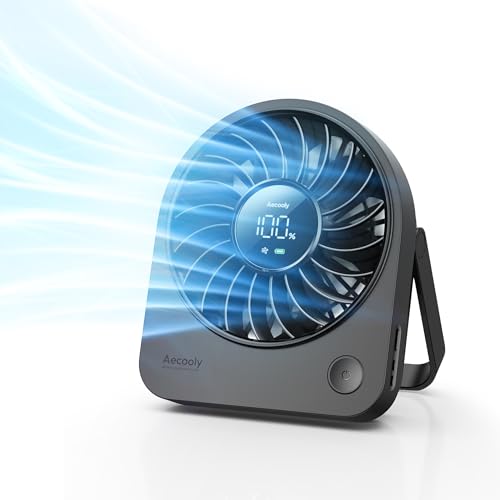 Aecooly Mini Portable USB Desk Fan, Small Enough to Hold 4.2 in Mighty Desktop Fan, USB & Battery Powered Quiet Table Fan...