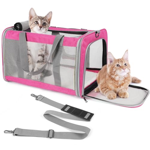 TIYOLAT Pet Carrier for Large Cats of 20 Lbs, Collapsible Carrier Bag for Big Cat or 2 Kittens,Soft Sided Puppy Carrier wi...