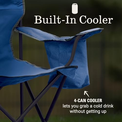 Coleman Portable Camping Chair with 4-Can Cooler, Cushioned Seat & Back with Side Pockets & Cup Holder, Carry Bag Include...