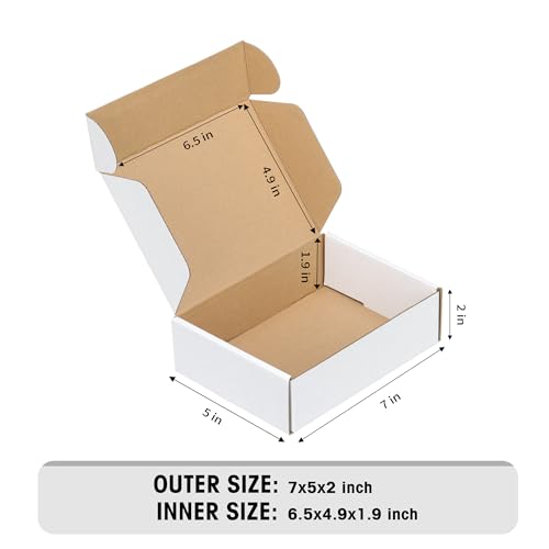 FARRAY 50 Pack of 7x5x2 Inches Small Shipping Boxes, Durable Kraft Corrugated Cardboard Boxes for Shipping, Mailing and Pa...