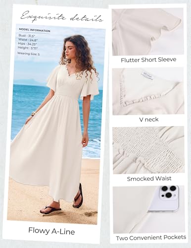 Kate Kasin Womens Short Sleeve Maxi Dress, Casual Summer Dress with Pockets, Beach Vacation Dresses 2026