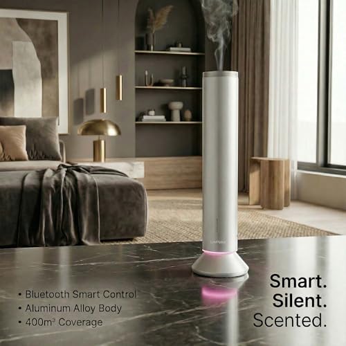 Waterless Essential Oil Diffuser – Smart App & Remote Control, 4000 Sq Ft Coverage, Quiet Aroma Diffuser for Large Room Ho...