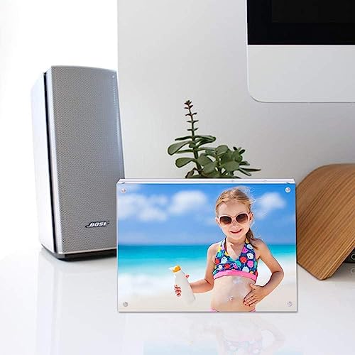 JUOIFIP 5 Pack Acrylic Picture Frame 5x7 Clear Double Sided Magnetic Picture Frameless Desktop Display Photo Frame with St...