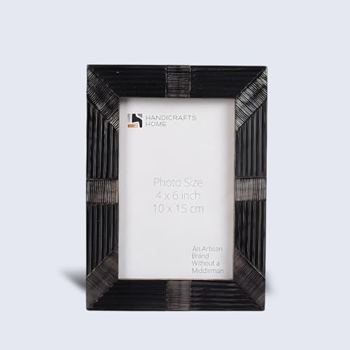 Handicrafts Home Decorative Picture Frame 4x6, Handmade Shagrin Horn Photo Frame, Black Decorative Tabletop Display & Wall...