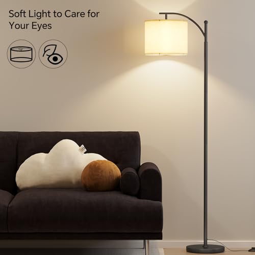 SUNMORY Arc Floor Lamp,Modern Floor Lamp with 9W 3 Color Temperatures Bulb,Metal Standing Lamps with Adjustable Hanging La...