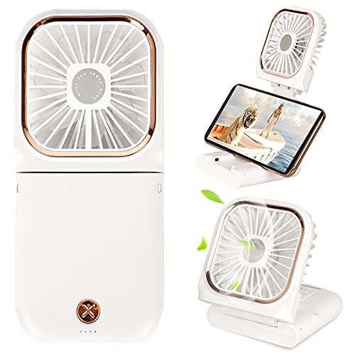 Portable Mini Fan Small Battery Operated Fan 5 in 1 as Power Bank,Phone Holder,Handheld Fan,Desk Fan, USB Rechargeable Per...