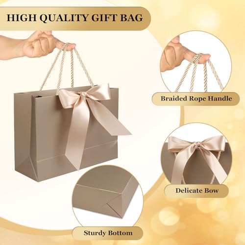 Ninsula 2 Pcs Large Gift Bag, Birthday Gift Bag With 2-Color Ribbon, 2 Greeting Cards and 4 Sheets Tissue Paper, Portable ...